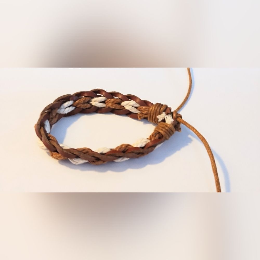Bracelet men's leather braided brown new d63